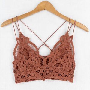Free People Adella Bralette Size Small Brown Copper Lace